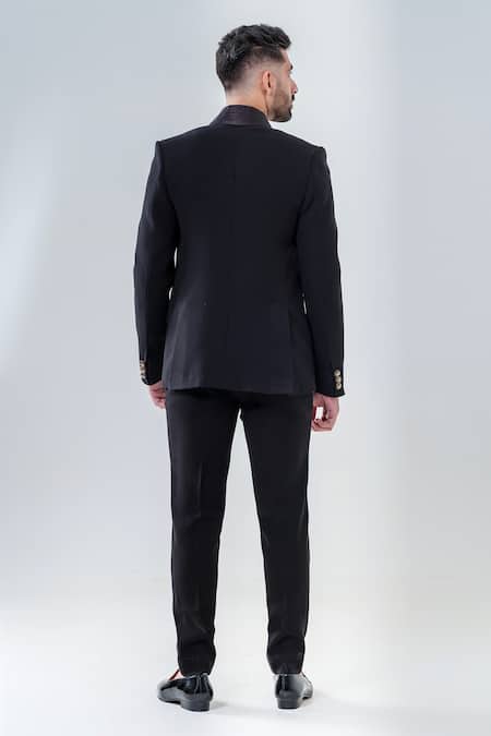 Amrit Dawani Pleated Collar Tuxedo Trouser Set 