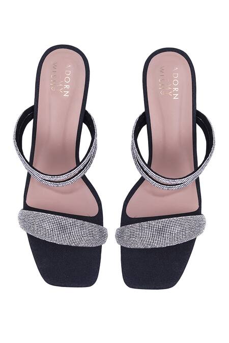 Adorn My Wish Strappy Glitter Spool Heels 
