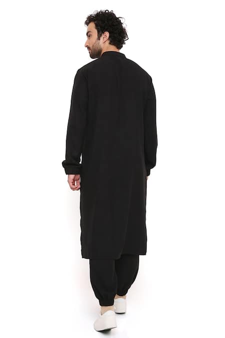 PS Men By Payal Singhal Linen Solid Bomber Kurta & Joggers Set 