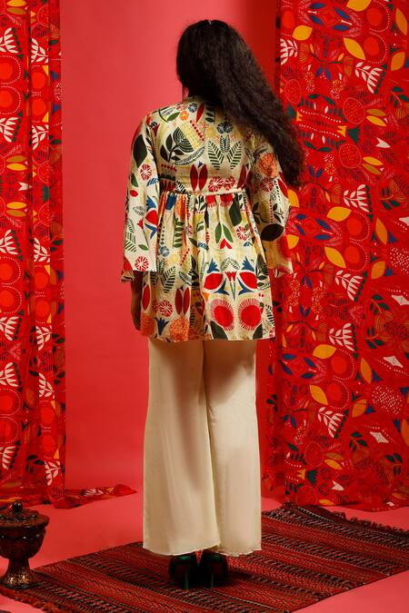 Label Shristi Chetani Printed Angrakha Kurta & Pant Set 