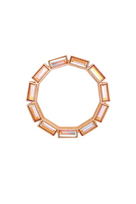 Shop Esme By Aashna Dalmia Pink Stone Embellished Small Hoops at Aza Fashions Shop_Esme By Aashna Dalmia_Pink Stone Embellished Small Hoops _at_Aza_Fashions