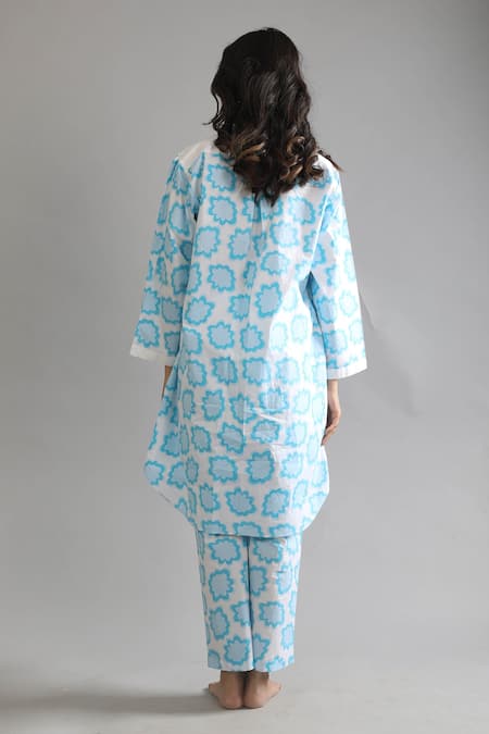 Khat Flower Print Shirt Kurta & Pant Set 