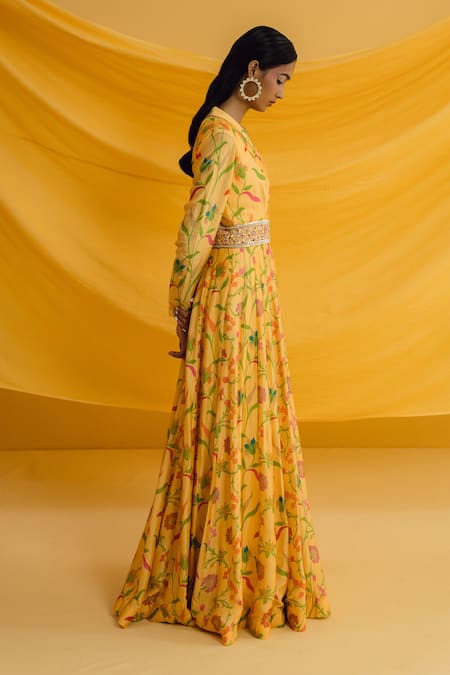 Drishti & Zahabia Botanical Floral Print Gown 