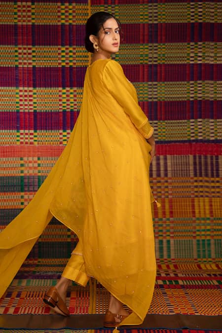 Deep Thee Haldi Yoke Outline Embroidered Kurta Set 