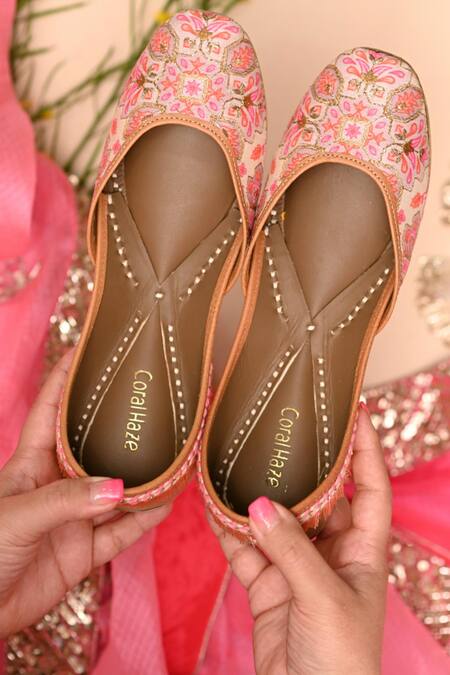 Shop Coral Haze Ivory Embroidered Erica Juttis at Aza Fashions Shop_Coral Haze_Ivory Embroidered Erica Juttis_at_Aza_Fashions