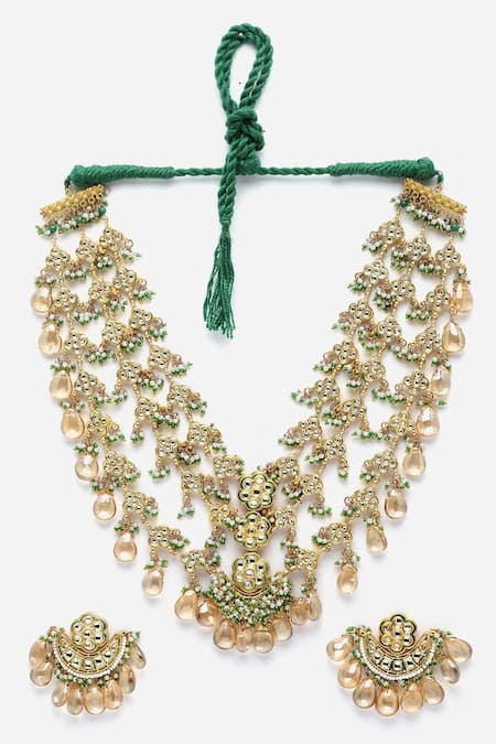 Dugran By Dugristyle Kundan Embellished Layered Necklace Set 