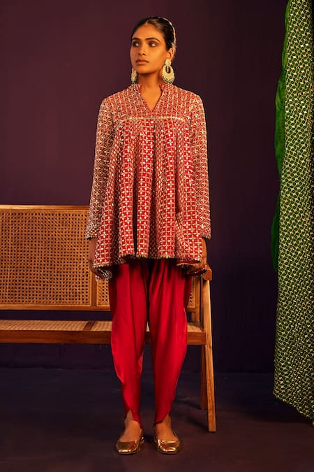 Evra by Nikita Zari Embroidered Flared Kurta & Tulip Pant Set 