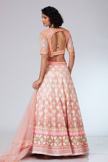 Shop Neeta Lulla Orange Amanda Ombre Embroidered Lehenga Set at Aza Fashions Shop_Neeta Lulla_Orange Amanda Ombre Embroidered Lehenga Set_at_Aza_Fashions