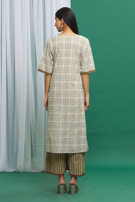 Shop Banana Labs Multi Color Cotton Embroidery Round Neck Printed Kurta And Palazzo Set at Aza Fashions Shop_Banana Labs_Multi Color Cotton Embroidery Round Neck Printed Kurta And Palazzo Set _at_Aza_Fashions