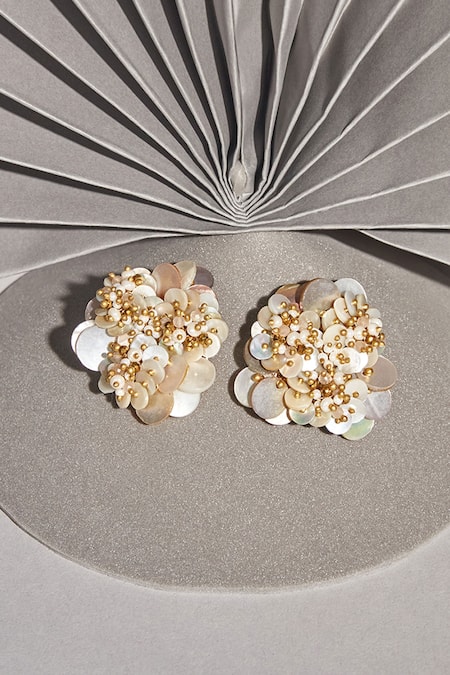 House of D'oro White Semi Precious Stone Elora Embellished Earrings