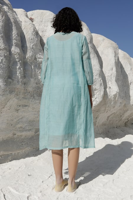 Tatwa Handloom Chanderi Placement Embroidered Dress 