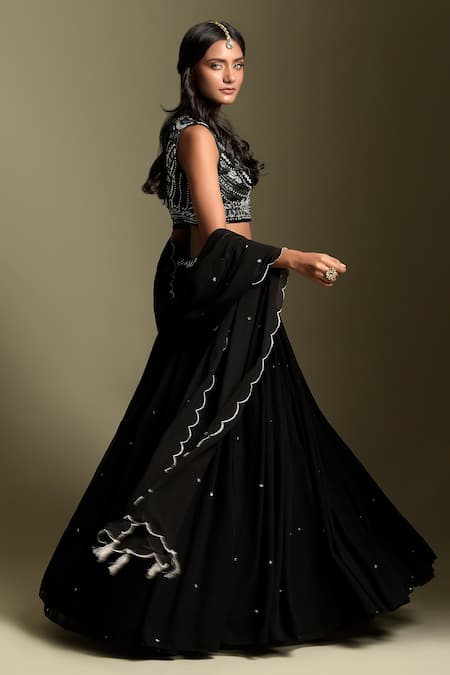 Two Sisters By Gyans Embroidered Blouse Lehenga Set 