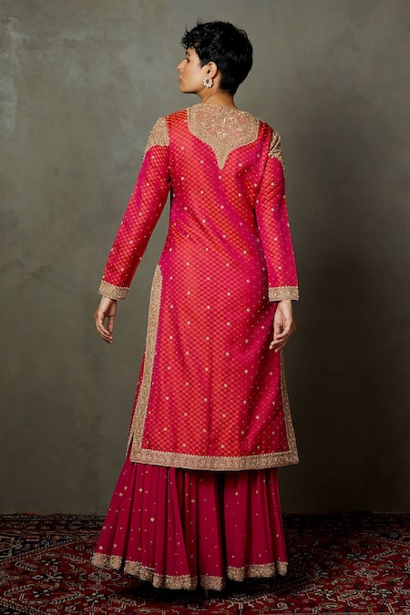 RI.Ritu Kumar Paniaba Embroidered Kurta Gharara Set 