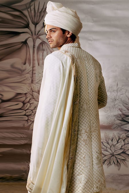 Philocaly Chakor Forest Theme Embroidered Sherwani Set 