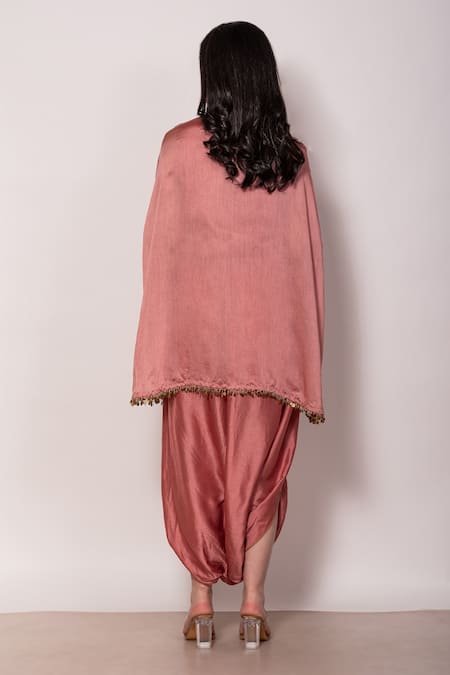 Shop Vara By Vibha N Priti Pink , Organza Embroidery, Lace Flower Hand Tunic With Dhoti Pant at Aza Fashions Shop_Vara By Vibha N Priti_Pink , Organza Embroidery, Lace Flower Hand Tunic With Dhoti Pant _at_Aza_Fashions