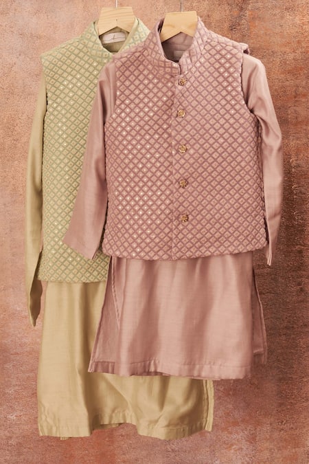 Shop All Boy Couture Purple Georgette, Cotton, Silk Sequins, Embroidery Kurta Set With Nehru Jacket at Aza Fashions Shop_All Boy Couture_Purple Georgette, Cotton, Silk Sequins, Embroidery Kurta Set With Nehru Jacket _at_Aza_Fashions