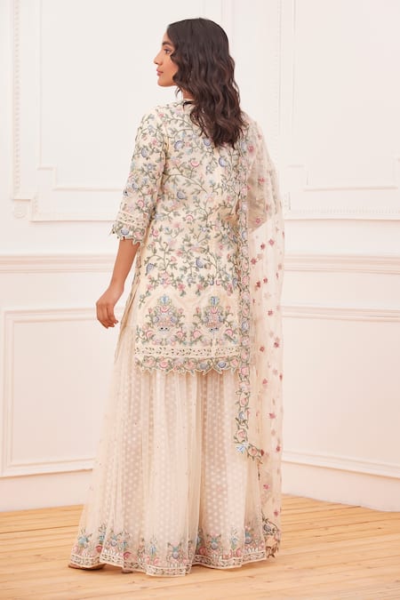 Rahul Mishra Gul-E-Bahar Silk Embroidered Kurta Sharara Set 