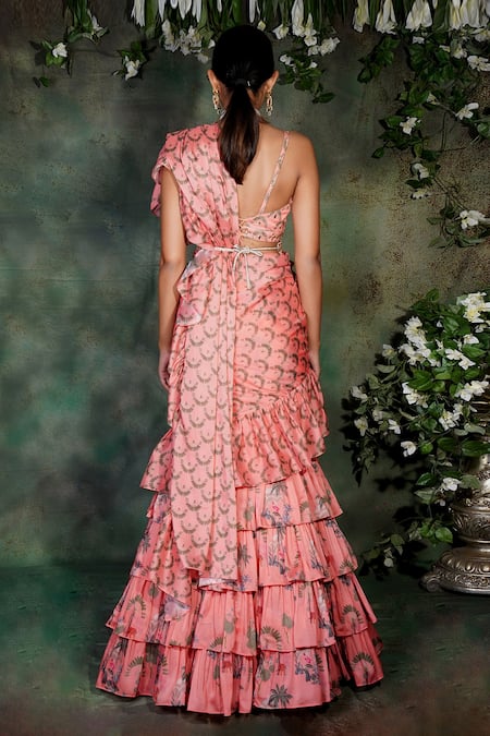 Archana Kochhar Paradise Pre-Draped Ruffle Saree Set