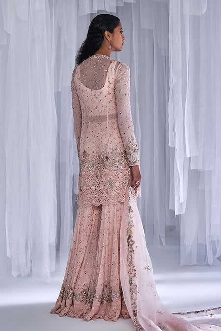 Dolly J Oia Chiffon Embroidered Kurta Sharara Set 