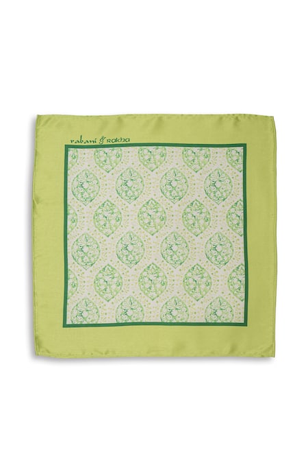 Rabani & Rakha Satin Floral Jaal Print Pocket Square Gift Box - Set of 3 