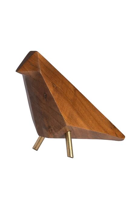 Shop H2h Brown Wood Songbird Sculpture at Aza Fashions Shop_H2h_Brown Wood Songbird Sculpture_at_Aza_Fashions