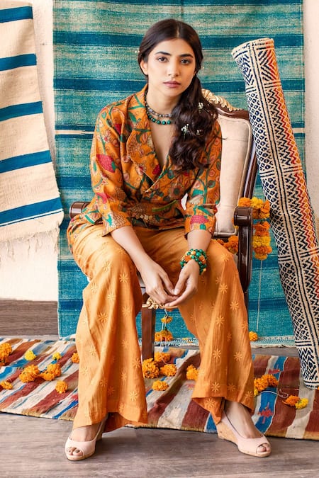 Shachi Sood Kalamkari Print Jacket Palazzo Set 