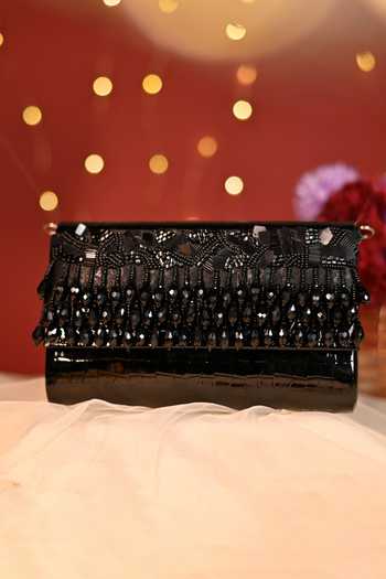 Shop House of Vian Black Beads, Pearls Noorie Embellished Clutch at Aza Fashions Shop_House of Vian_Black Beads, Pearls Noorie Embellished Clutch _at_Aza_Fashions