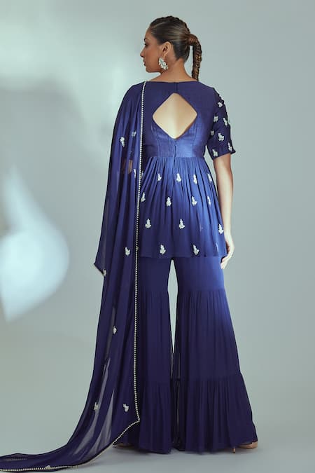 Suruchi Parakh Embroidered Peplum Kurta Sharara Set 