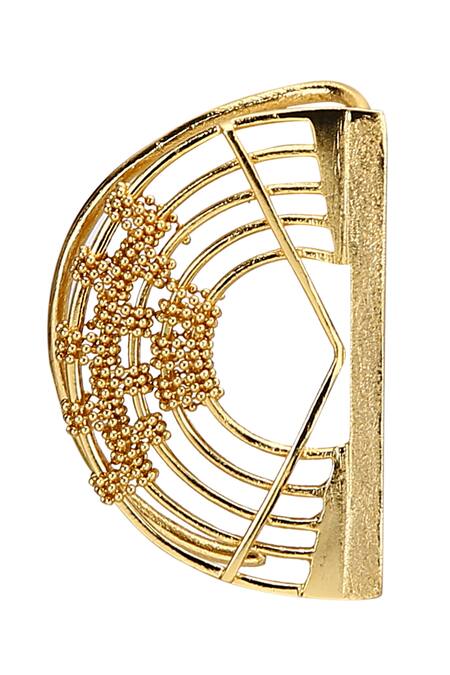 Itrana Gold Plated Cut Work, Beads Semi Circle Shaped Ear Cuffs Online at Aza Fashions Itrana_Gold Plated Cut Work, Beads Semi Circle Shaped Ear Cuffs _Online_at_Aza_Fashions