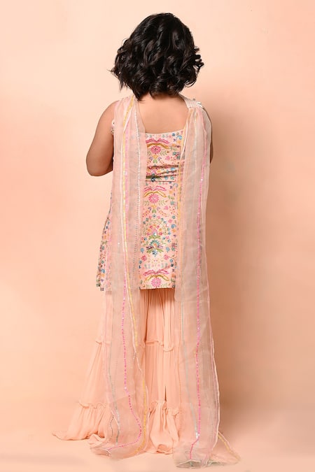 Priyanka Jain Chanderi Mughal Print Kurta Sharara Set 