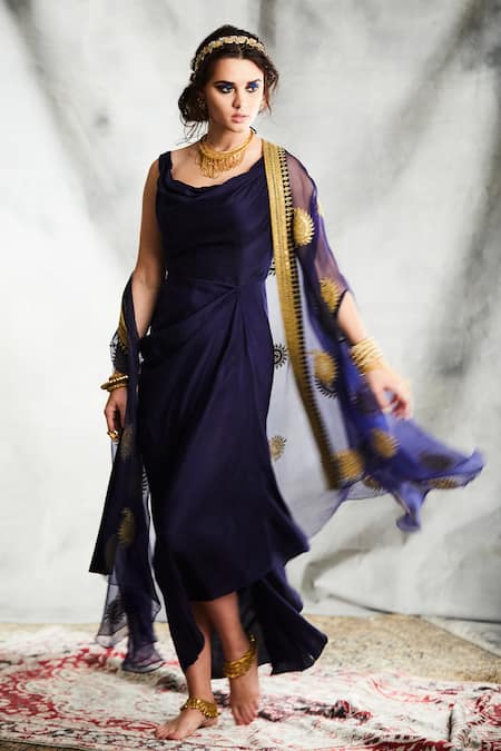 Tisha Saksena Safavid Draped Dress With Cape 