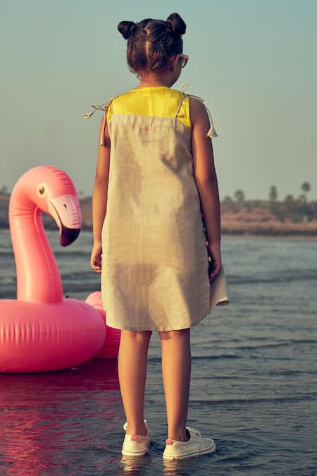 Little Luxury Linen Tie Up Strappy Dress 