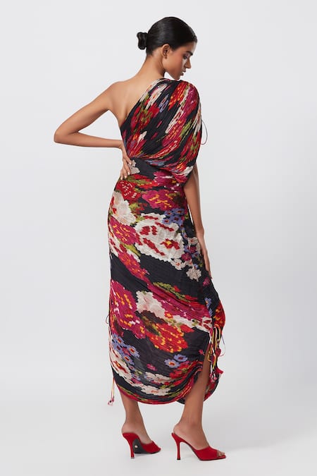Saaksha & Kinni Abstract Print One Shoulder Dress 