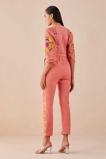Chandrima Floral Applique Jumpsuit  