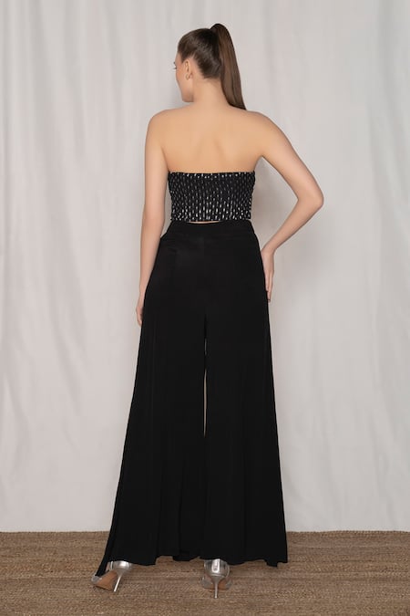 Amrta By Guneet Kondal Embroidered Bustier & Flared Pant Set 