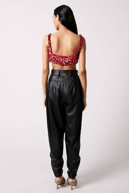 Shop 431-88 By Shweta Kapur Fuchsia Silk Sequins Square Neck Rosa Embroidered Blouse at Aza Fashions Shop_431-88 By Shweta Kapur_Fuchsia Silk Sequins Square Neck Rosa Embroidered Blouse_at_Aza_Fashions