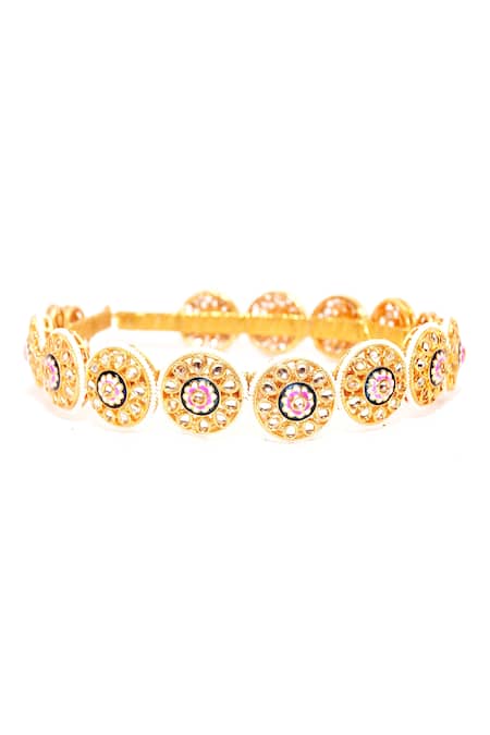 Foot Fuel Wafa Floral Kundan Enamelled Hairband 