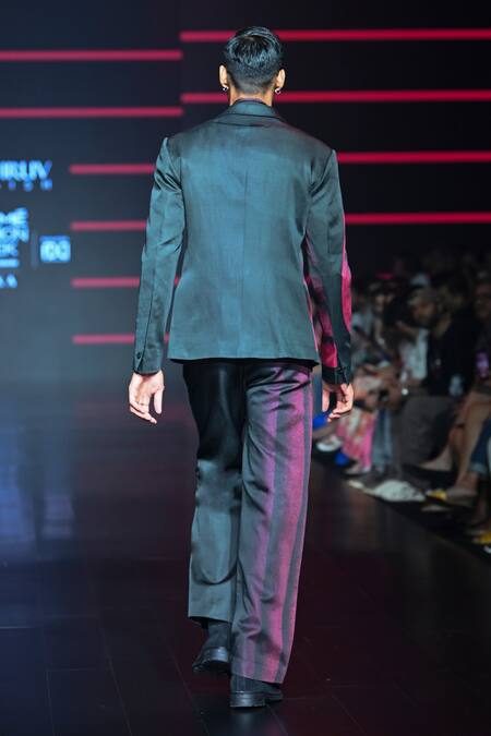 Shop Dhruv Vaish Black Viscose, Satin Printed Jacket And Trouser Set at Aza Fashions Shop_Dhruv Vaish_Black Viscose, Satin Printed Jacket And Trouser Set_at_Aza_Fashions