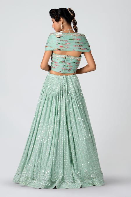 Suruchi Parakh Off Shoulder Crop Top & Lehenga Set 