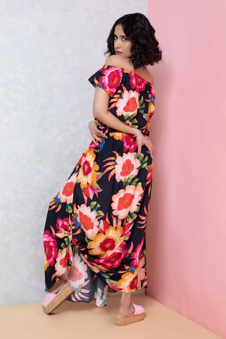 Rhe-Ana Vibrant Floral Print Top & Skirt Co-ord Set 