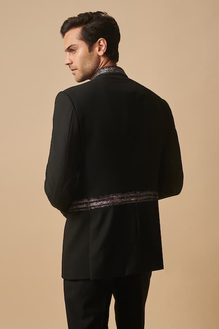 Shop Philocaly Black Wool Embroidery Aakaar Hand Bandhgala at Aza Fashions Shop_Philocaly_Black Wool Embroidery Aakaar Hand Bandhgala _at_Aza_Fashions