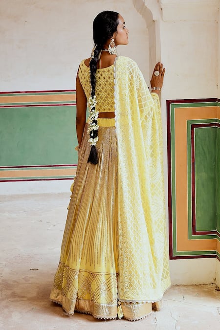 Karaj Jaipur Sequin Embellished Lehenga Set 