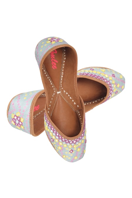 Imlee Jaipur Mirror Work And Bandhej Pattern Juttis 