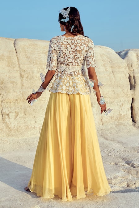 Nikita Vishakha Embroidered Peplum Blouse & Sharara Set 