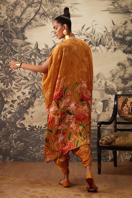 Kalista Daisey Botanical Print Kaftan & Dhoti Pant Set 
