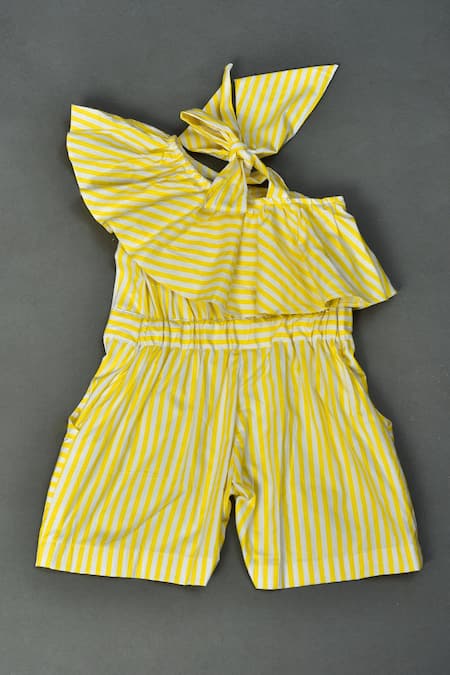 Maaikid Striped One Shoulder Ruffle Jumpsuit 