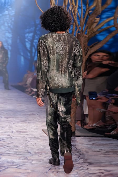 Nirmooha Metallic Embroidered Bomber Jacket 