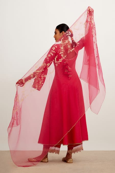 Devnaagri Dori Embroidered Sleeve Anarkali Set 