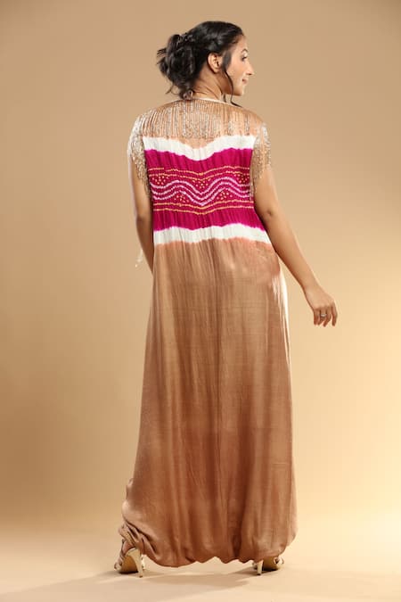 Etasha By Asha Jain Bandhani Pattern Embellished Jumpsuit 