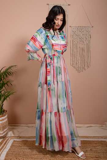 Aroop Shop India Mia Stripe Print Dress